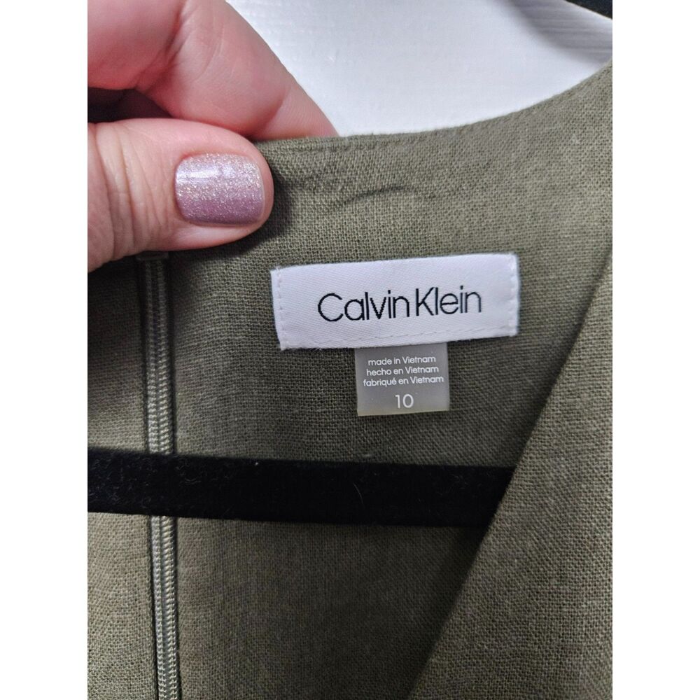 Calvin Klein Size 10 Green Jumpsuit Linen Blend - Picture 3 of 6